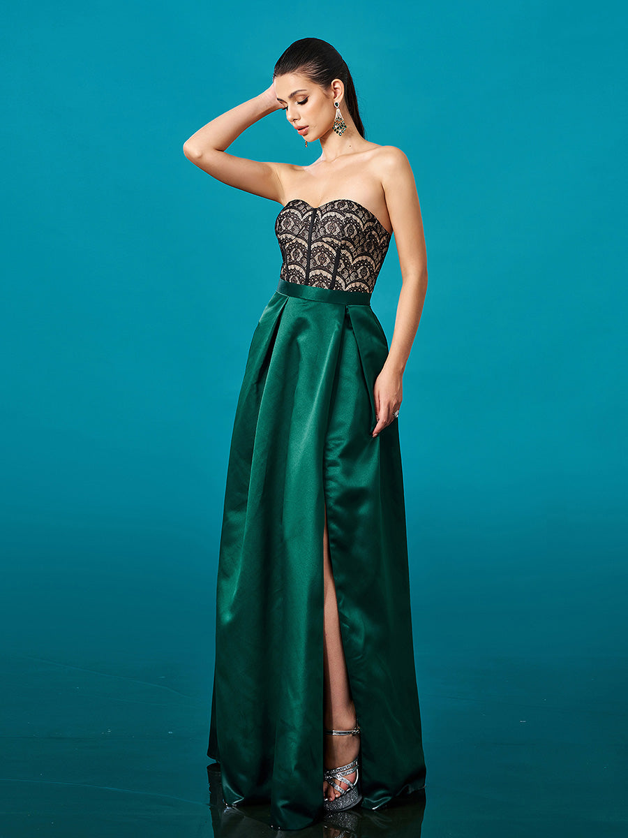 فستان رسمي من الدانتيل بدون حمالات - Image 3