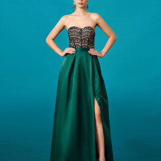 فستان رسمي من الدانتيل بدون حمالات