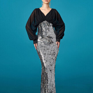 الخامس الرقبة لوحة الترتر   فستان كوكتيل