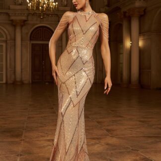 فستان حورية البحر بسلسلة من الترتر   لمناسبات  الاعراس