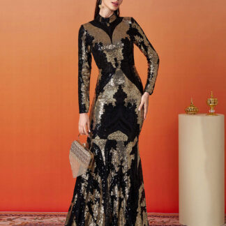 الوقوف الياقة الترتر فستان المناسبات الاعراس