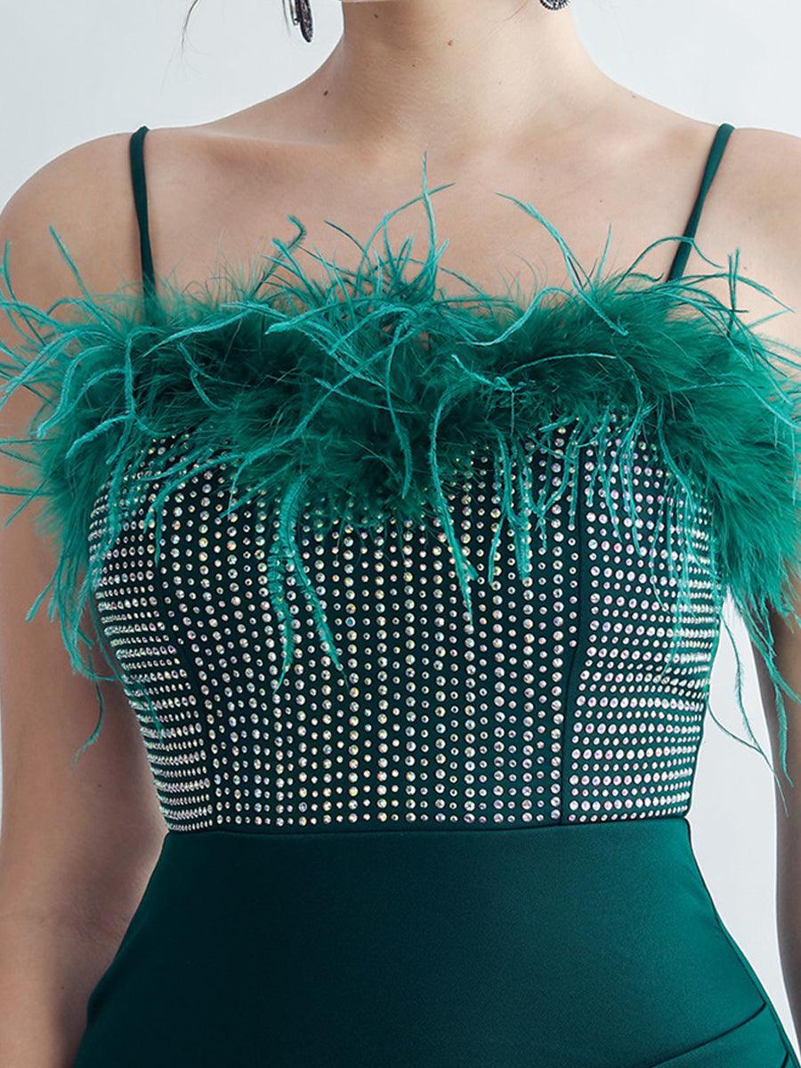 ريشة السباغيتي حجر الراين فستان الرسمي - Image 20