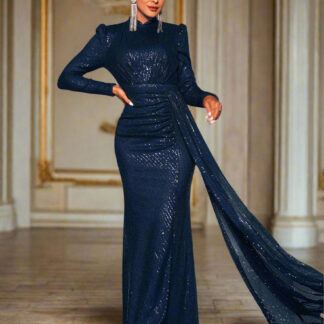 فستان مزين بالترتر بتغطية كاملة