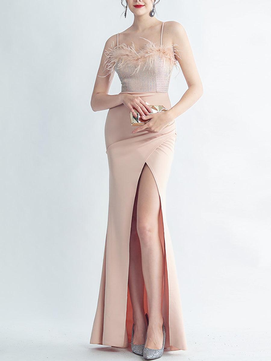 ريشة السباغيتي حجر الراين فستان الرسمي - Image 24