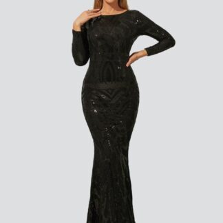 كم طويل الترتر فستان مناسبات حورية البحر