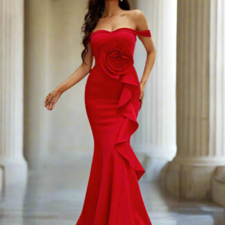 قبالة الكتف تكدرت فستان