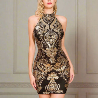 هالترنيك الترتر فستان قصير