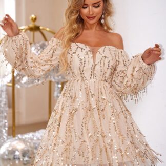 الترتر قبالة الكتف ألف خط فستان