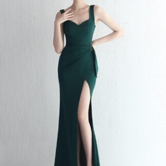 ساحة الرقبة بلا أكمام  فستان الطيات