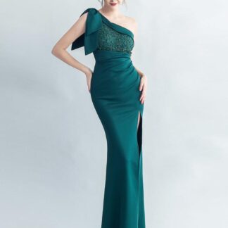 واحد الكتف  الدانتيل سبليت فستان المناسبات الاعراس