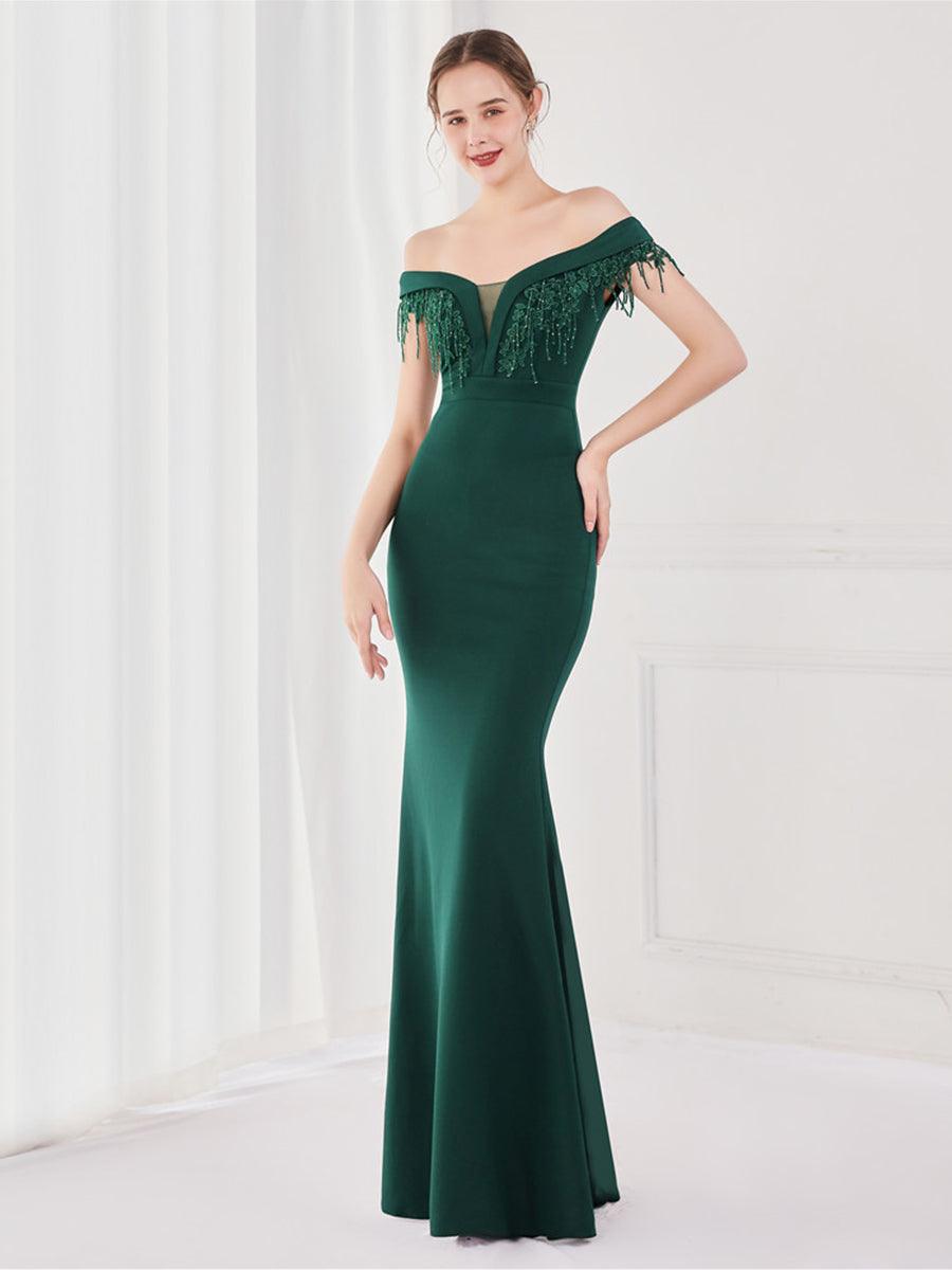 قبالة الكتف فستان مناسبات حورية البحر - Image 4