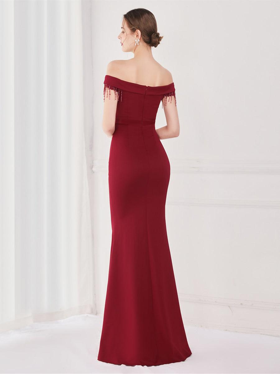 قبالة الكتف فستان مناسبات حورية البحر - Image 11