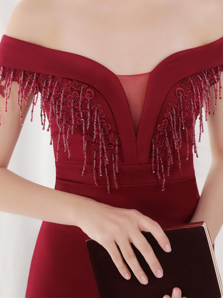 قبالة الكتف فستان مناسبات حورية البحر - Image 14