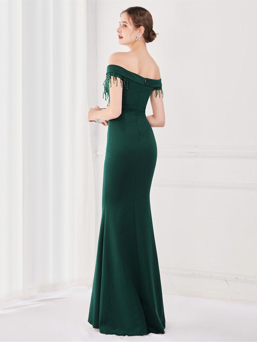 قبالة الكتف فستان مناسبات حورية البحر - Image 2