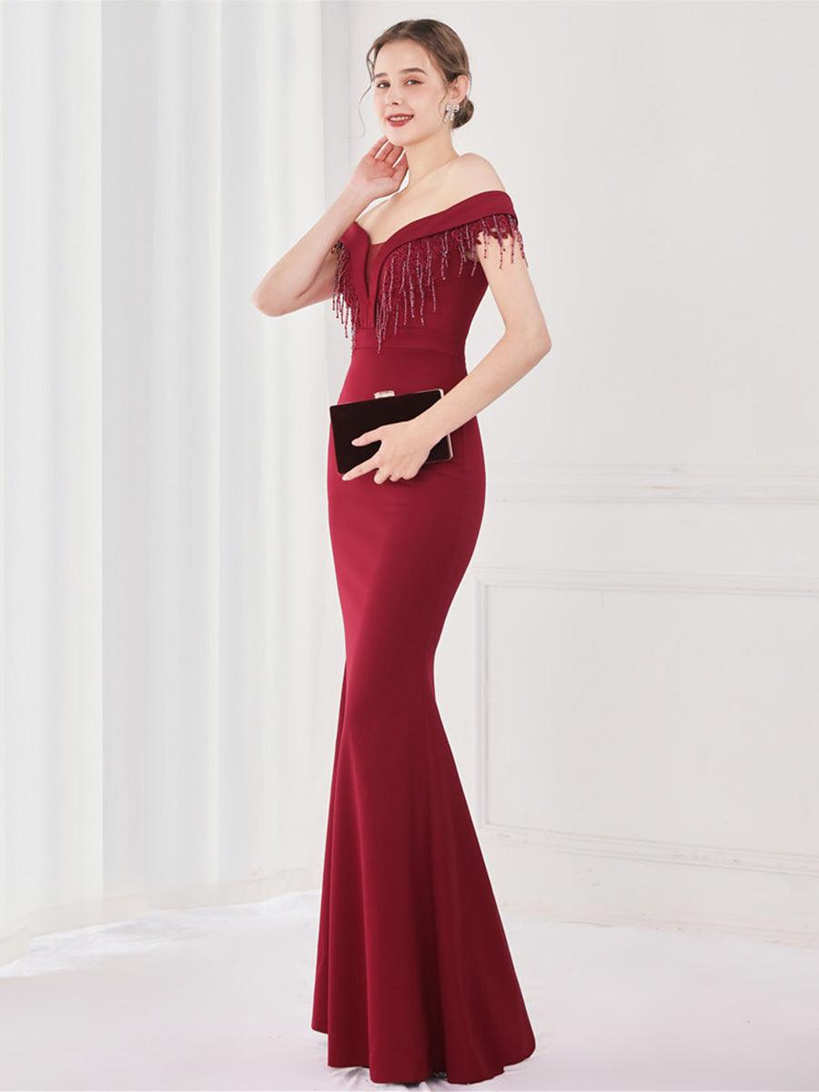 قبالة الكتف فستان مناسبات حورية البحر - Image 12