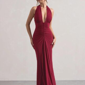 Ruched مكشوف الذراعين فستان الرسمي