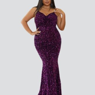 فستان سهرة بالترتر السباغيتي