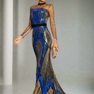 الوقوف الياقة حورية البحر فستان