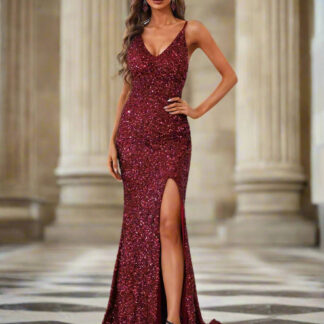 السباغيتي الأشرطة سبليت فستان المناسبات الاعراس