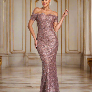 كشكش الرقبة فستان السهرة الترتر الأسود