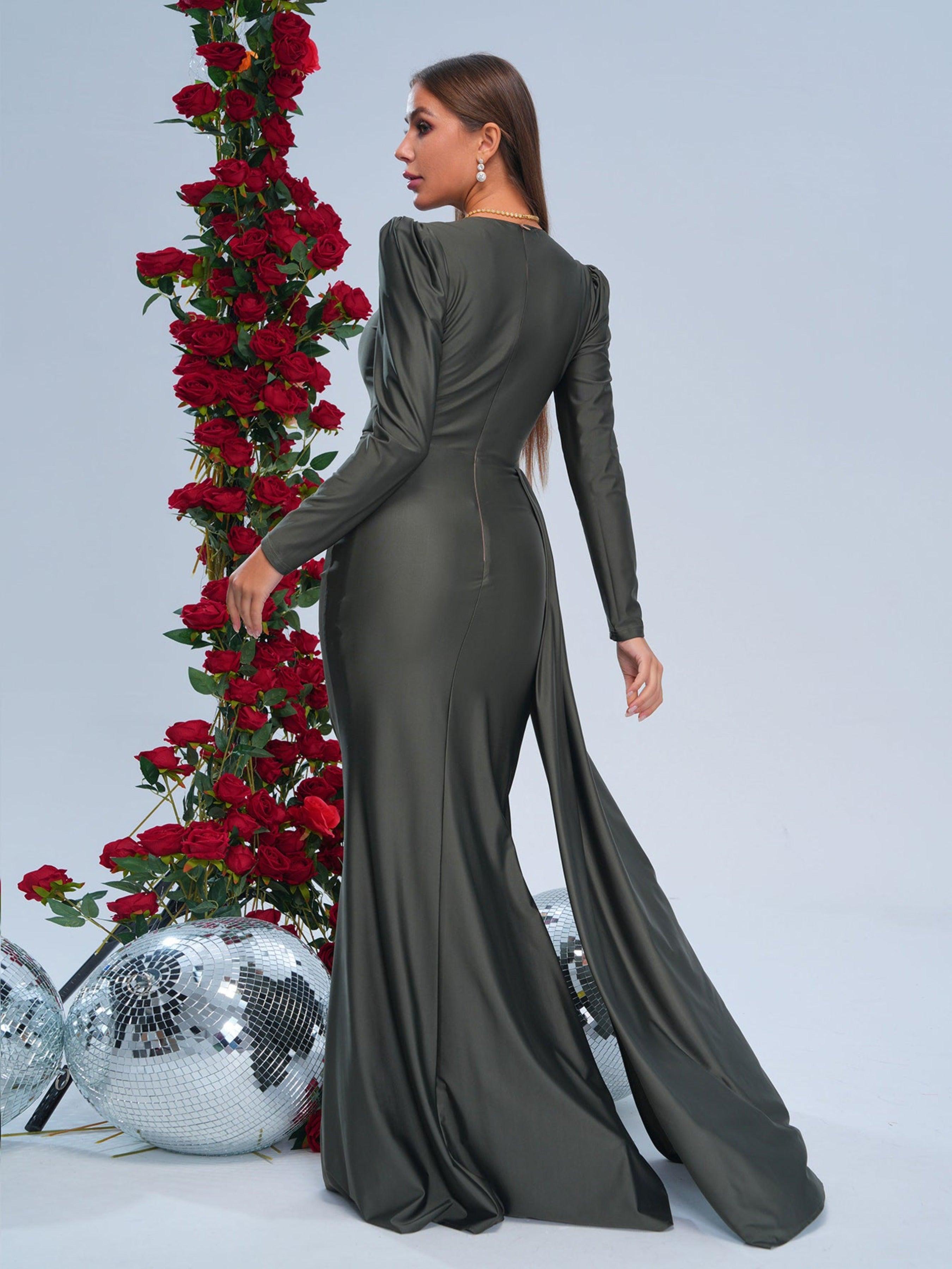 فستان حورية البحر بغطاء كامل بشريط أخضر - Image 2