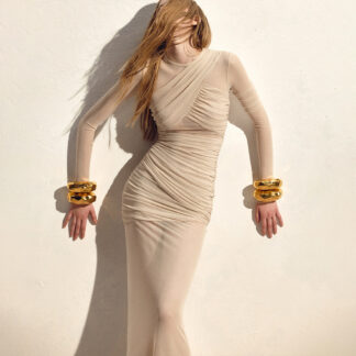 فستان ضيق بأكمام طويلة بتصميم جديد لعام 2025، تنورة طويلة شفافة وجذابة وأنيقة