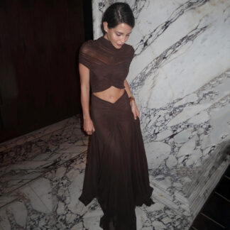 فستان ماكسي جذاب مكشوف البطن ملفوف حول الورك