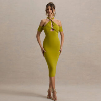 فستان صيفي ضيق بدون أكمام برقبة على شكل هالتر من ins2025 فستان طويل جذاب بدون ظهر وواسع من الورك