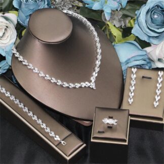 طقم زفاف كوري أنيق وبسيط مكون من أربع قطع، يتضمن قلادة وسوار على شكل قلب، إكسسوارات مجوهرات للمناسبات