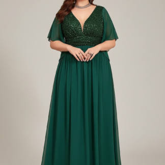 فستان وصيفة العروس بتصميم  سادة مقاس كبير