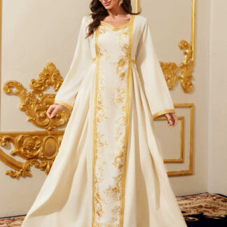 جلابية نسائية مطرزة، بتصميم عصرى.