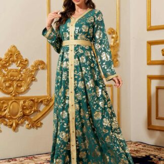 جلابية نسائية طويلة مطبوعة.