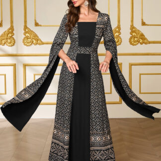 جلابية نسائية مطرزة، بتصميم عصرى.